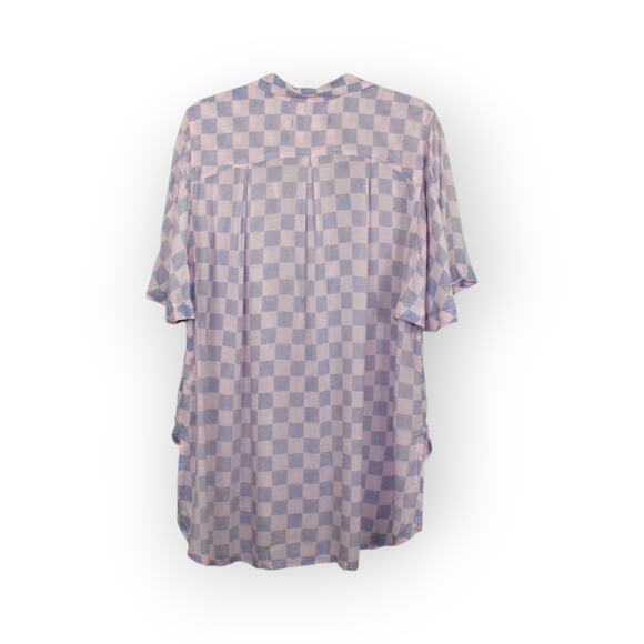 XL WeTheFree A/X Blouse Tunic Caftan Coverup Checker Floral Dye - Picture 3 of 15